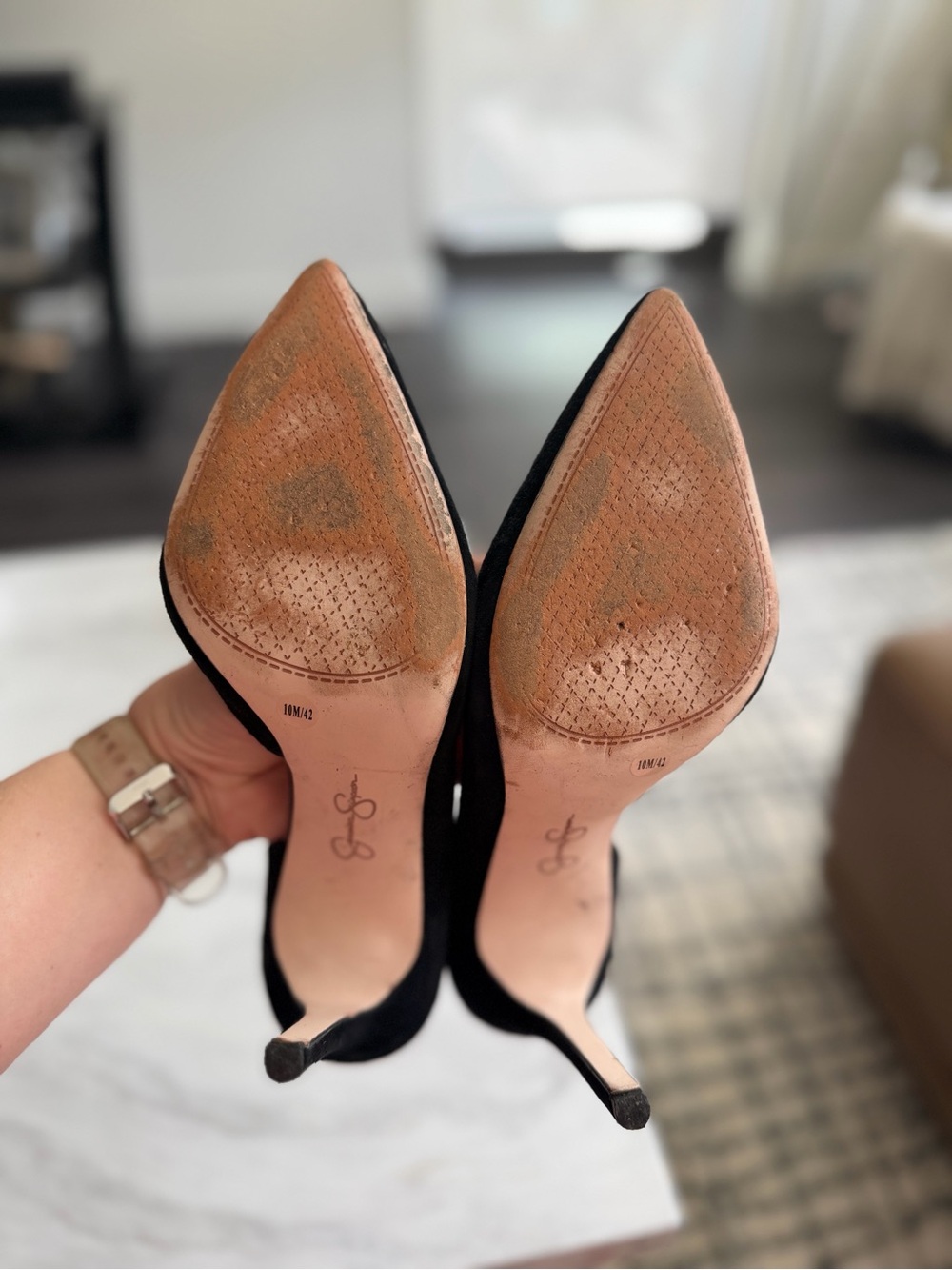 Jessica Simpson Black Suede Pointed-Toe Stiletto Pumps - Picture 2 of 4